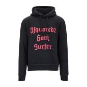 Hoodie met bedrukte contrasttekst Dsquared2 , Black , Heren