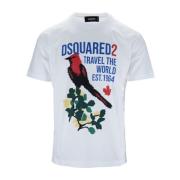 Heren Grafische Print Katoenen T-Shirt Dsquared2 , Multicolor , Heren