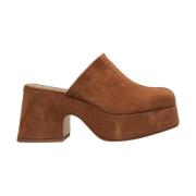 Bruine Suède Blokhak Pumps Curiosite , Brown , Dames