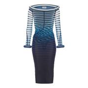 Blauw Gestreepte Boothals Jurk Jean Paul Gaultier , Blue , Dames