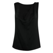 Zwarte Viscose Mouwloze Blouse Liviana Conti , Black , Dames