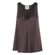 Stijlvolle Zijden Top Forte Forte , Brown , Dames