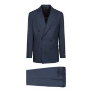 Blauw Dubbelborstig Pak. Elegante Stijl. Canali , Blue , Heren