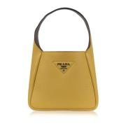 Leren Dames Handtas Magneetsluiting Prada , Yellow , Dames