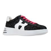 Glitter Veters Dames Sneakers Hogan , Black , Dames