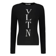 Geribbelde wollen trui met logodetail Valentino Garavani , Black , Dam...