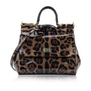 Dierenprint Leren Schoudertas Dolce & Gabbana , Brown , Dames