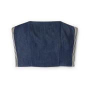 Bustier top in denim-look met zijbanden Motivi , Blue , Dames