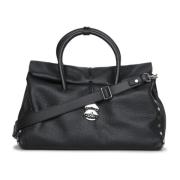 Premium Leren Weekendtas Zanellato , Black , Dames