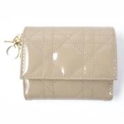 Pre-owned Leather wallets Dior Vintage , Beige , Dames