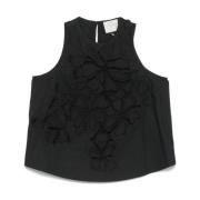 Zwarte Top met Sleutelgatdetail Forte Forte , Black , Dames