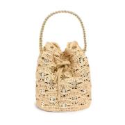 Natuurlijke Raffia Schoudertas met Kettinghandvat Paco Rabanne , Beige...