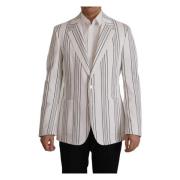 Elegante Gestreepte Katoenmix Blazer Dolce & Gabbana , White , Heren