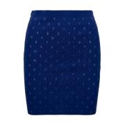 Korte Rok met Rits en Haak Elisabetta Franchi , Blue , Dames