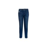 Damesjeans met knoop en rits Diesel , Blue , Dames