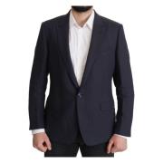 Elegante linnen blazer met pieklapel Dolce & Gabbana , Blue , Heren