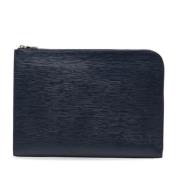 Pre-owned Leather clutches Louis Vuitton Vintage , Blue , Dames