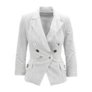 Gouden Knoop V-Hals Blazer Elisabetta Franchi , White , Dames