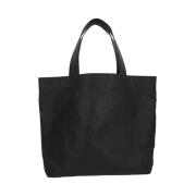 Zwarte leren tote tas met zilveren hardware Y-3 , Black , Heren