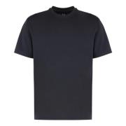 Geribbelde Katoenen Crew-Neck T-shirt Y-3 , Black , Heren