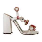 Kristalversierde enkelbandhakken Dolce & Gabbana , White , Dames