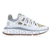 Grieks Motief Veterschoenen voor Dames Versace , White , Dames