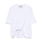 Witte Twist Detail Crew Neck T-shirt Msgm , White , Dames