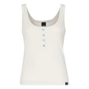 Witte Metallic Gebreide Sweater Camisole Top Pinko , White , Dames