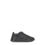 Zwarte Leren Sneakers met Lurex Details Hogan , Black , Dames