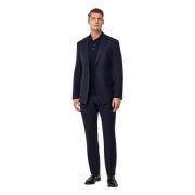 Micro Herringbone Suit in Stretch Pure Wool Boggi Milano , Blue , Here...