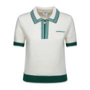 Groene Kraag Tennis Polo Shirt Casablanca , White , Dames