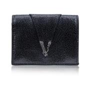 Automatische knoop damesportemonnee Versace , Black , Dames