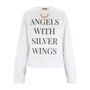 Stijlvolle katoenen sweatshirt met gouden ketting Elisabetta Franchi ,...