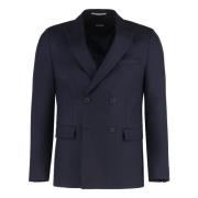 Klassieke Double-Breasted Wollen Jas Hugo Boss , Blue , Heren