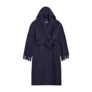 Donkerblauwe Fringe Coat Balenciaga , Blue , Dames