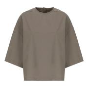 Katoenen T-shirt met Knoopsluiting Rick Owens , Beige , Dames