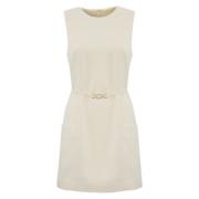 Mouwloze Crepe Jurk met Riem Twinset , White , Dames