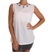 Elegante mouwloze zijden blouse met versiering Dolce & Gabbana , White...