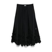 Zwarte A-lijn Rok met Zakken Forte Forte , Black , Dames