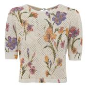 Mesh Bloemen Trui Twinset , Multicolor , Dames