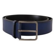 Elegante Italiaanse Blauwe Leren Riem Dolce & Gabbana , Blue , Heren