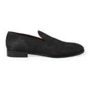 Elegante Zwarte Brokaat Loafers Dolce & Gabbana , Black , Heren