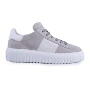 Grijze Leren Sneakers met Suède Details Hogan , Gray , Heren