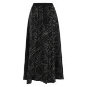 Katoenen Popeline Geplooide Taille Rok Liviana Conti , Black , Dames