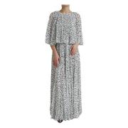 Polka Dot Maxi Jurk Elegante Stijl Dolce & Gabbana , White , Dames