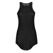 Zwarte Zijde Blend Geribbelde Mouwloze Top Rick Owens , Black , Dames