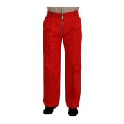 Prachtige Rode Mainline Katoenen Broek Dolce & Gabbana , Red , Heren