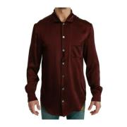 Zijden Pyjama-geïnspireerde Bordeaux Shirt Dolce & Gabbana , Brown , H...