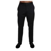 Zwarte Bloemenbrokaat Formele Broek Dolce & Gabbana , Black , Heren