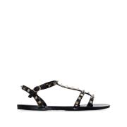 Zwarte Rockstud Sandalen met Gesp Sluiting Valentino Garavani , Black ...